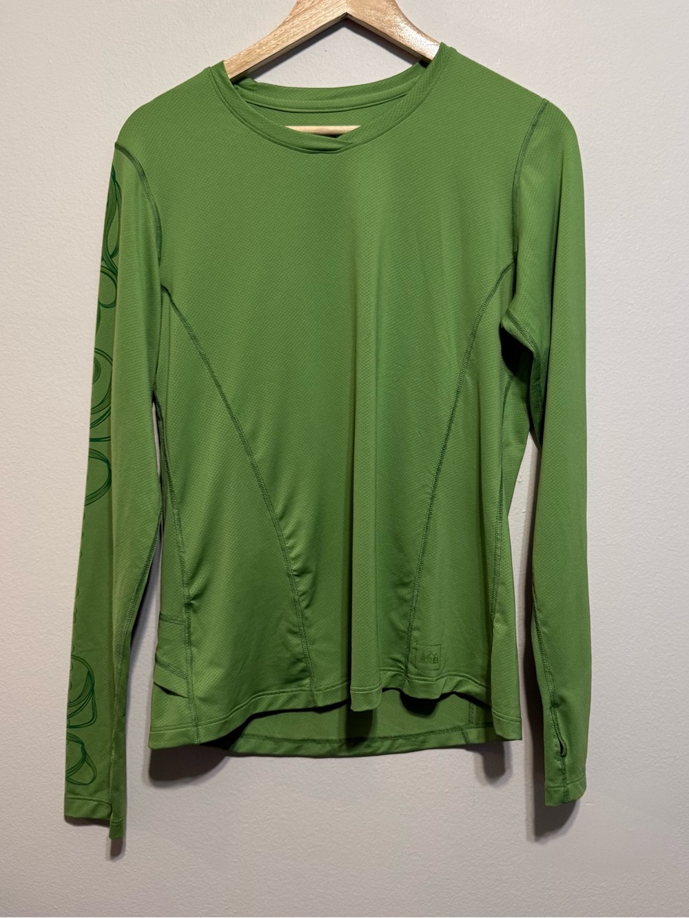 REI Green Women Long Sleeve Hiking Athletic Top Large / Pocket